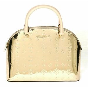 NWT Michael Kors Emmy Pale Gold Lg Dome Satchel